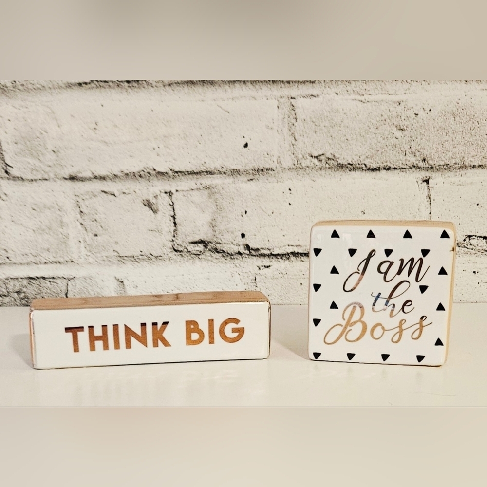 Office Envy Desk Paper Weight Set Think Big I Am the Boss Decor